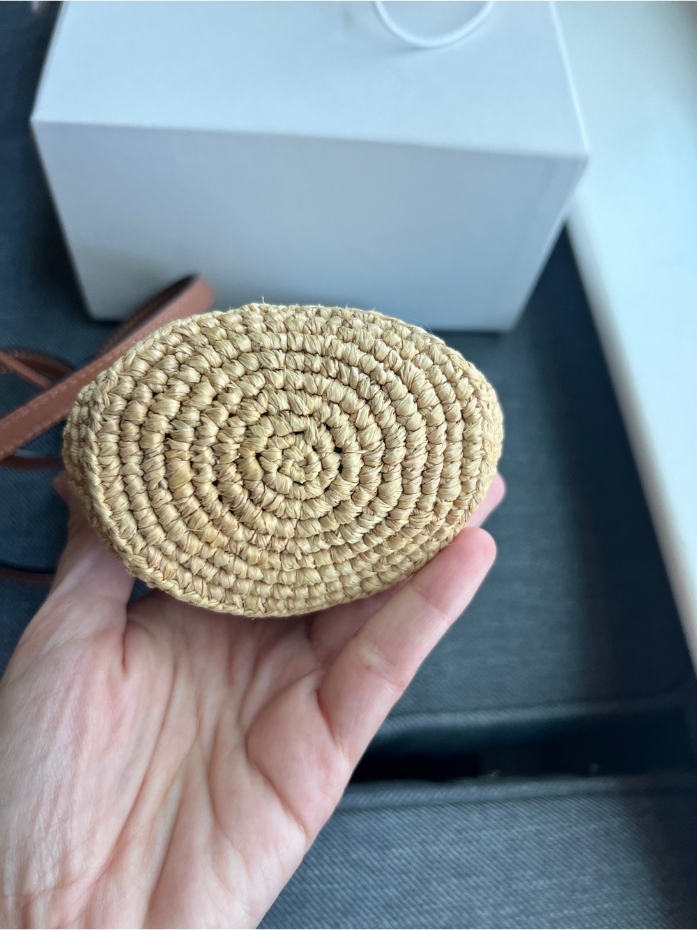 Loewe Natural Raffia Crossbody with Tan Leather Logo Patch - Picture 2 of 9